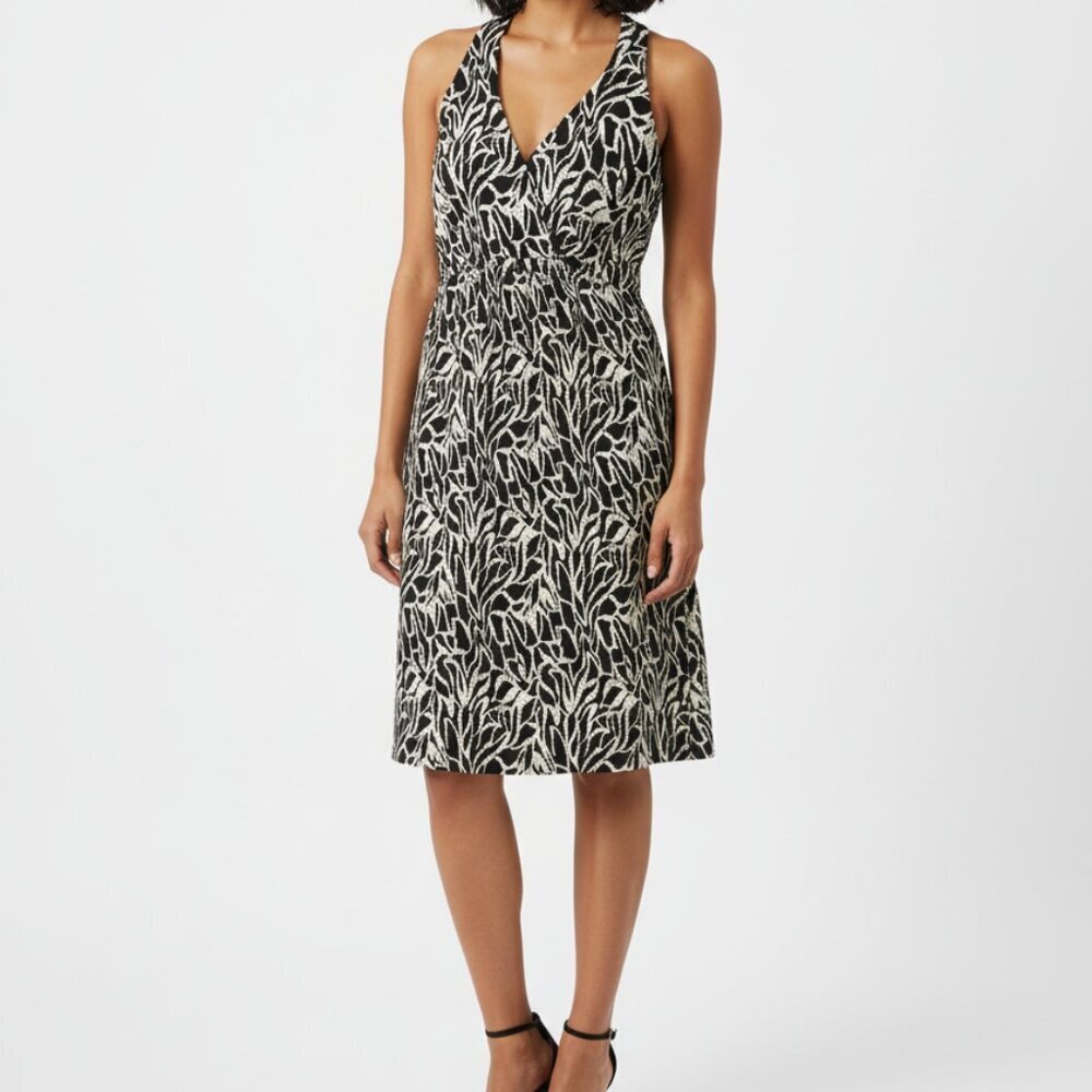 Connected Black & Cream V-neck Dress